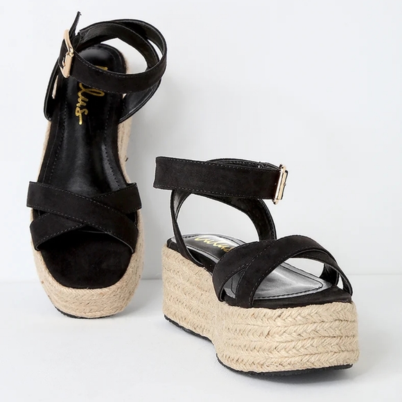 Lulus Shoes - LULU'S Cobi Suede Espadrille Platform Sandals